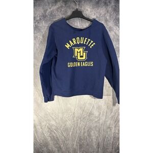marquette university Blue Ripped‎ Neck Cropped Sweater Blue Size L Womens Cotton